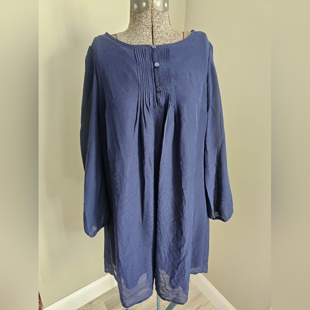 Elegant Navy Blue Blouse Dress